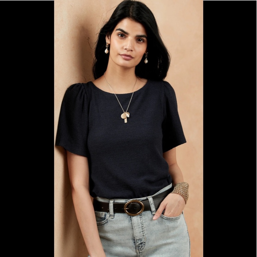 Navy Textured Top